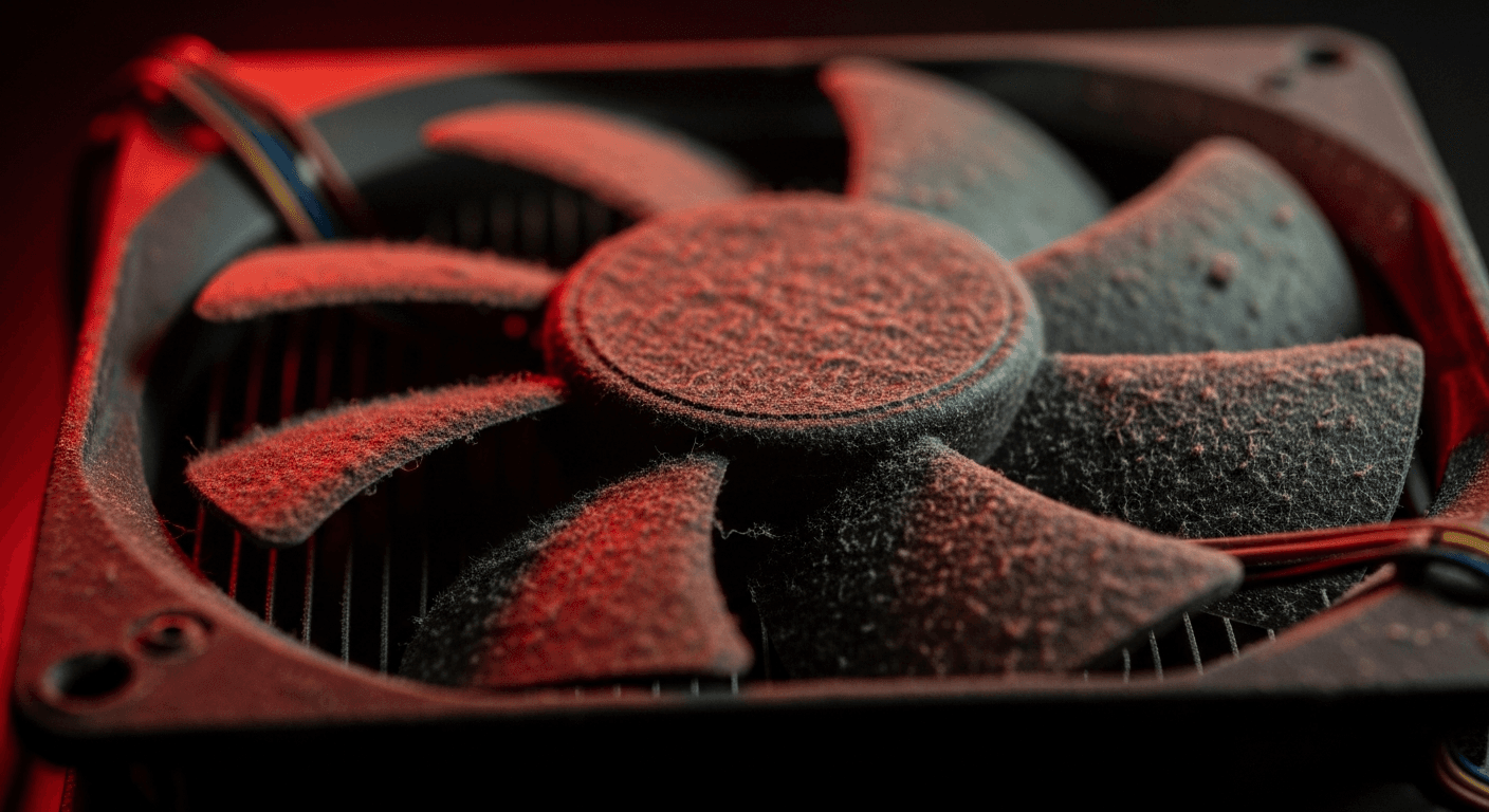 Ventilateur d'ordinateur poussiéreux causant une surchauffe du processeur