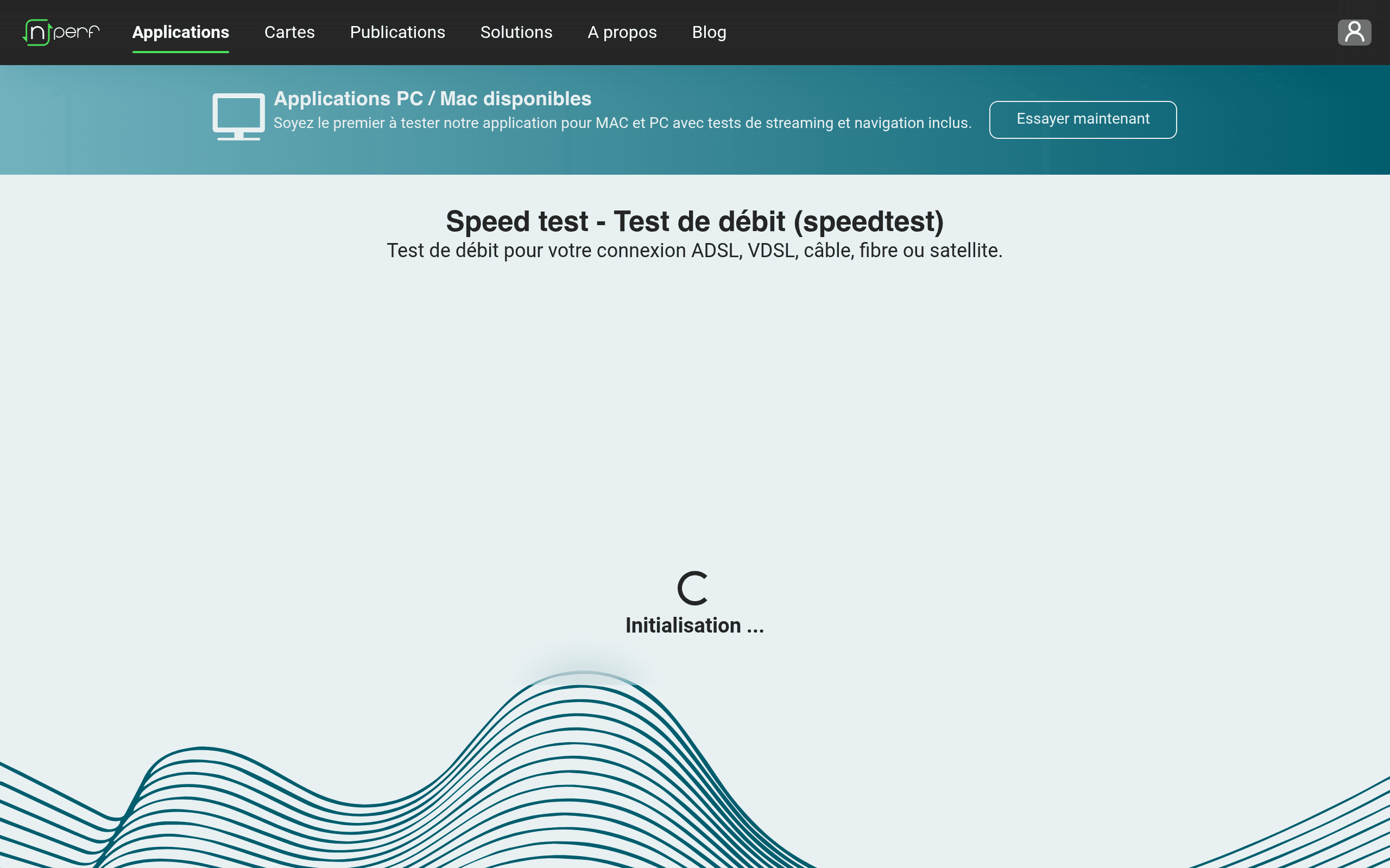Interface nperf pour tester son débit internet