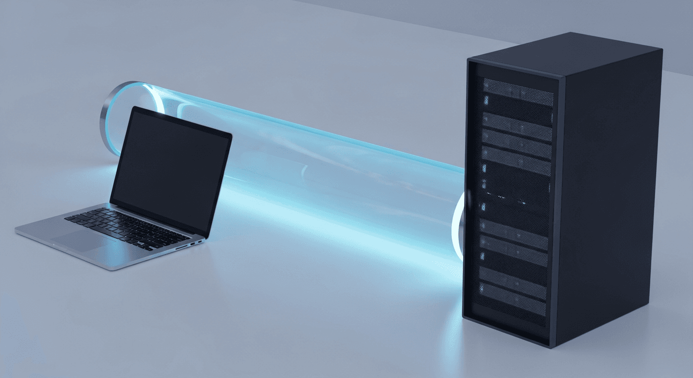 Schéma simplifié d'un tunnel VPN entre un ordinateur et internet