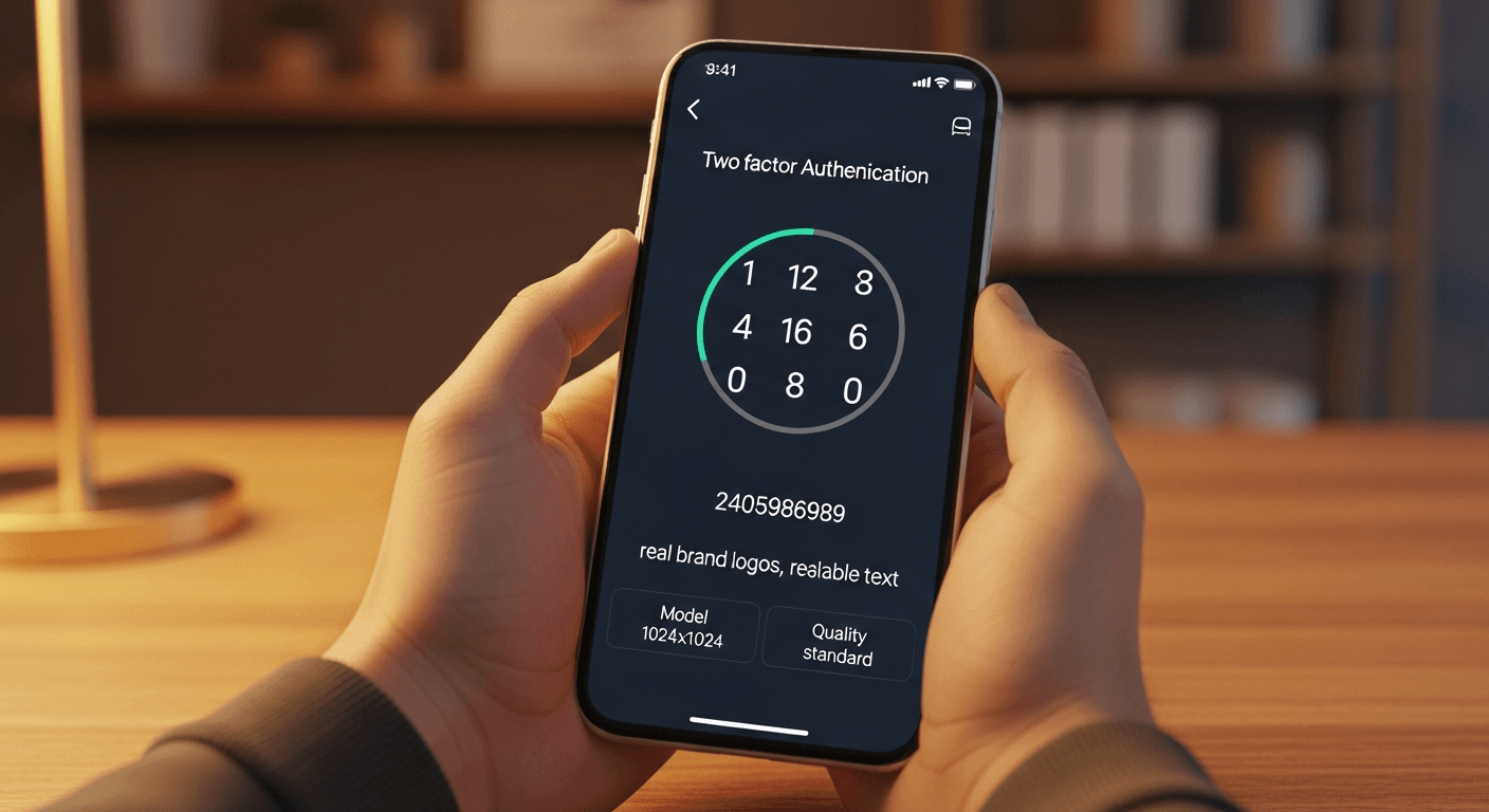 Application d'authentification sur smartphone affichant un code à 6 chiffres